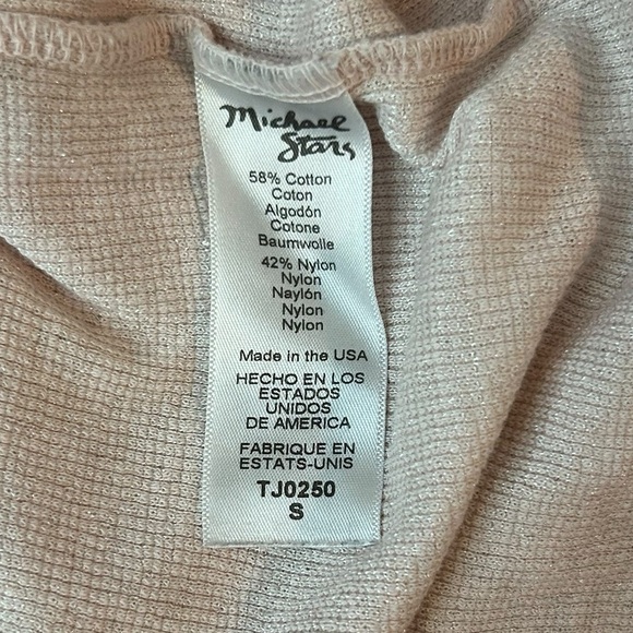 Michael Stars Pink Ribbed Shimmer Long Sleeve Top S - Picture 10 of 10